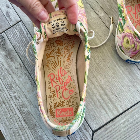 Rifle Paper Company/KEDS Low Top Lace Up Flowered Sneakers - Picture 3 of 4